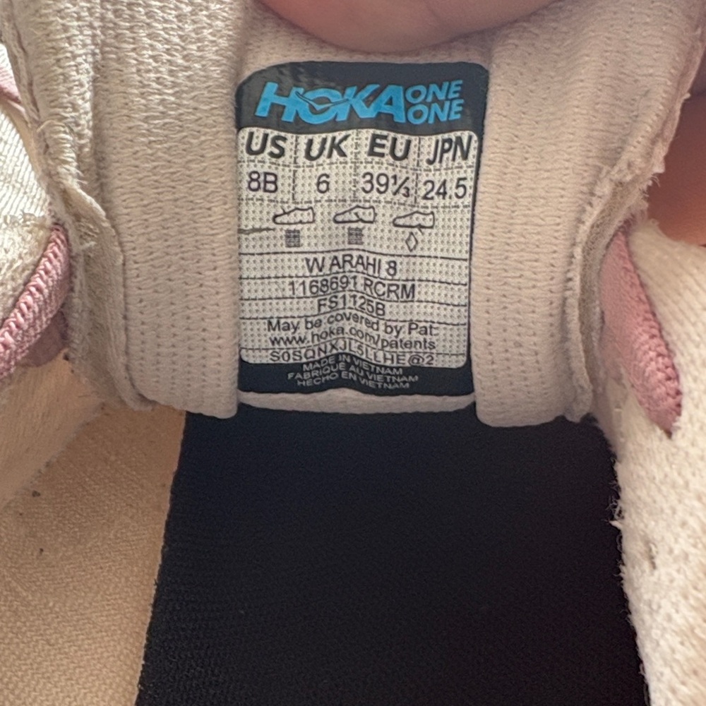 Hoka Women's Cream Running Shoes with Pink Laces and Mint Accents - Picture 4 of 5
